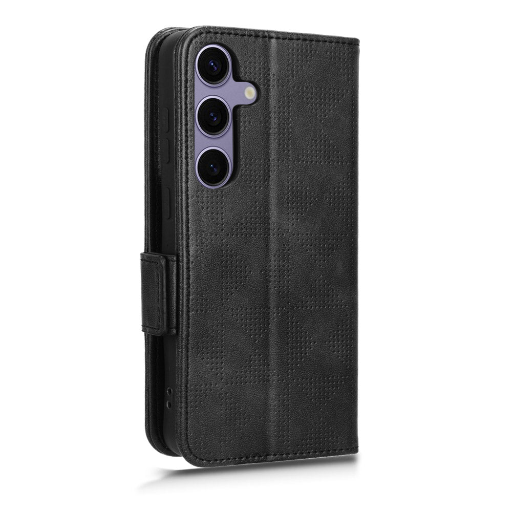 For Samsung Galaxy S24 Cell Phone Case Imprinted Triangle Flip Stand Wallet Leather Cover - Black For Samsung Galaxy S24 Cell Phone Case Imprinted Triangle Flip Stand Wallet Leather Cover - Black